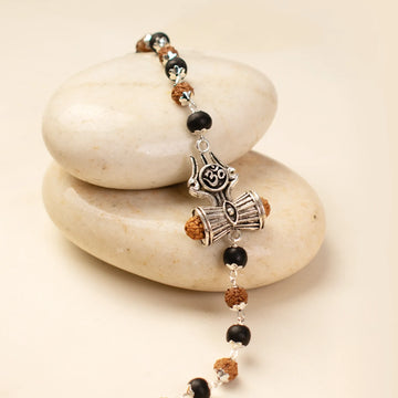 Om Trinetra Trishul Damru Karungali Rudraksha Bracelet