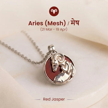 Unisex Aries Pendant (मेष राशि) with Red Jasper Stone
