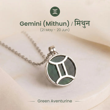 Unisex Gemini Pendant (मिथुन राशि) with Green Aventurine