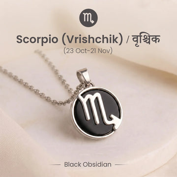 Unisex Scorpio Pendant (वृश्चिक राशि) with Black Obsidian