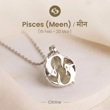 Unisex Pisces Pendant (मीन राशि) with Citrine