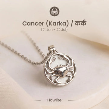 Unisex Cancer Pendant (कर्क राशि) with Howlite