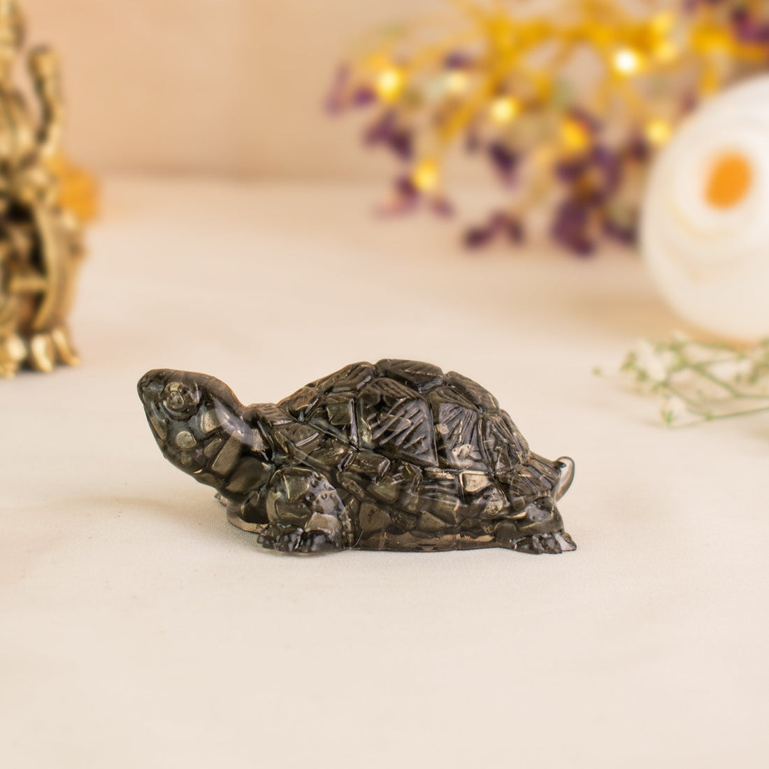 Vastu Shakti Combo – 7 Horses on Pyrite Frame with Pyrite Tortoise