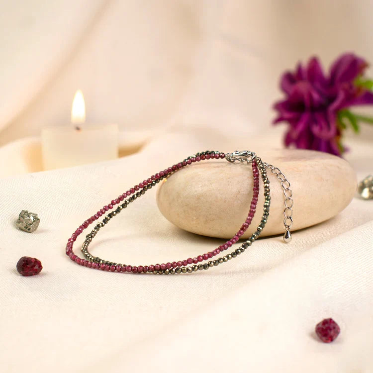 Love and Money Anklet with  Free Raw Selenite Plate