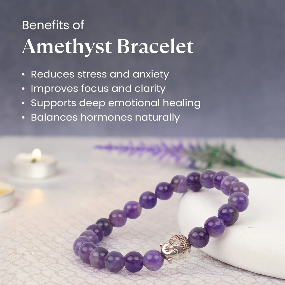 Amethyst Bracelet with FREE Raw Selenite Plate