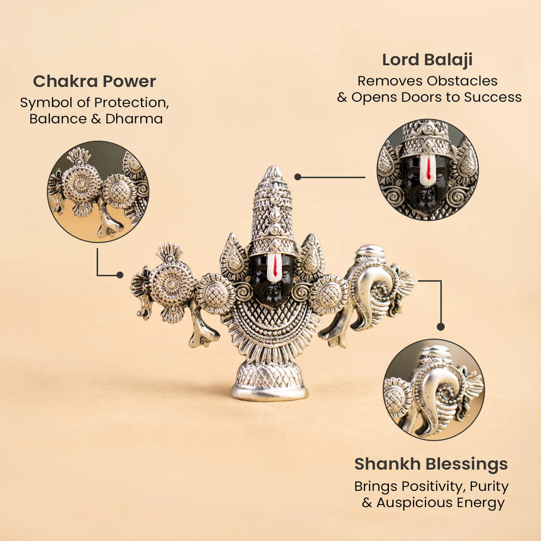 999 Silver Plated Lord Tirupati Balaji Idol
