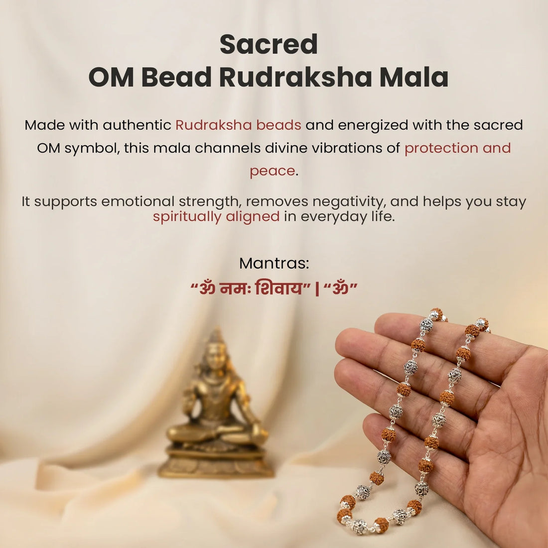 OM Bead Rudraksha Mala
