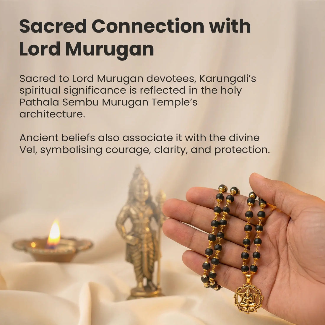 Gold-Plated Karungali Mala with Hanuman Kavach Pendant