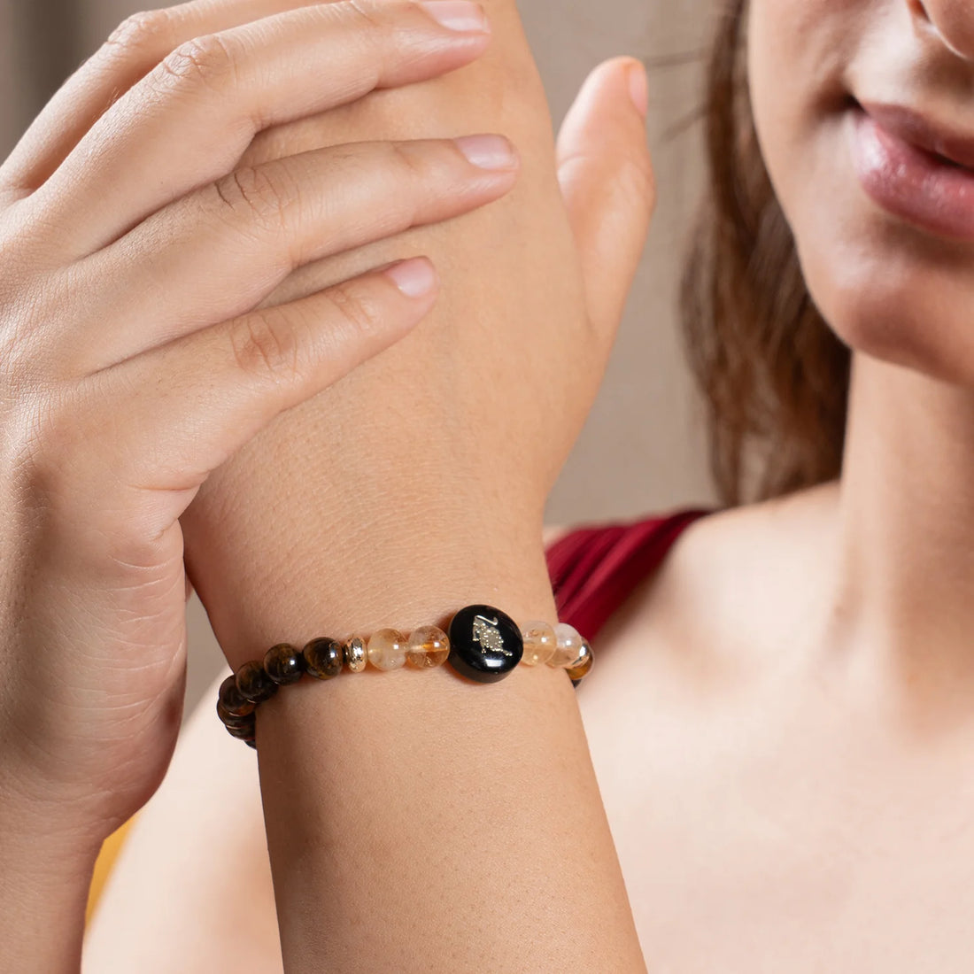 Leo (सिंह राशि) Zodiac Tiger Eye & Citrine Bracelet for Women