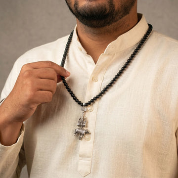 Karungali Mala with Shiv Trishul Nandi Pendant