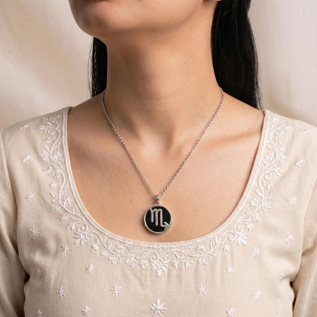 Unisex Scorpio Pendant (वृश्चिक राशि) with Black Obsidian