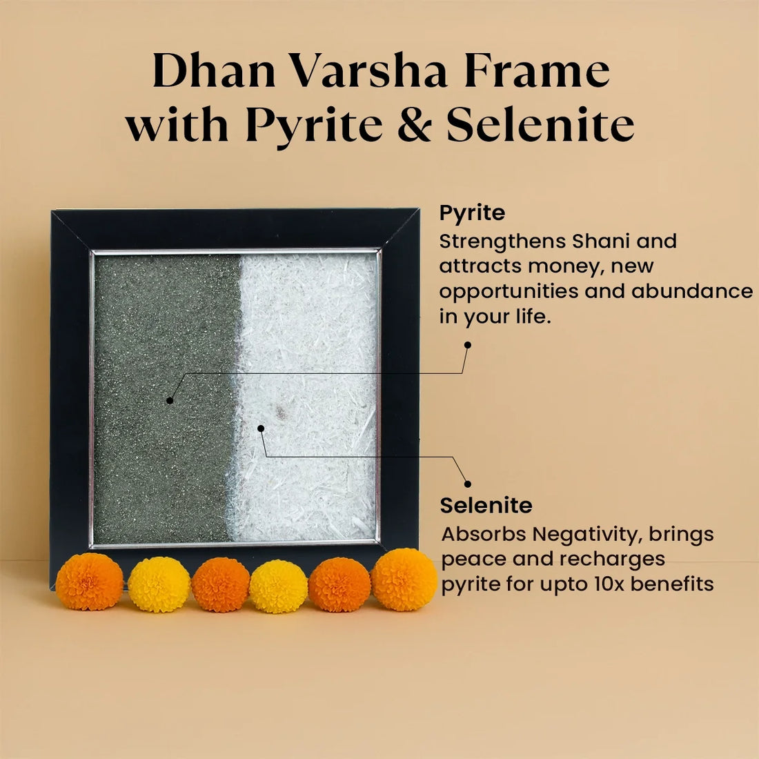 Dhan Varsha Frame with Pyrite & Selenite