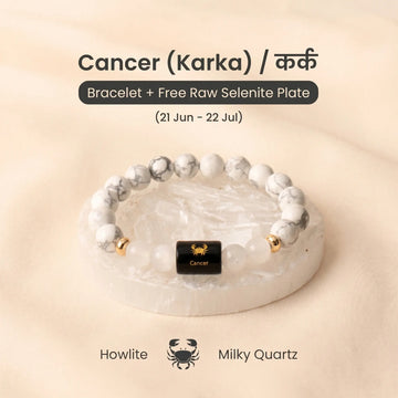 Cancer (कर्क राशि) Zodiac Howlite & Milky Quartz Bracelet