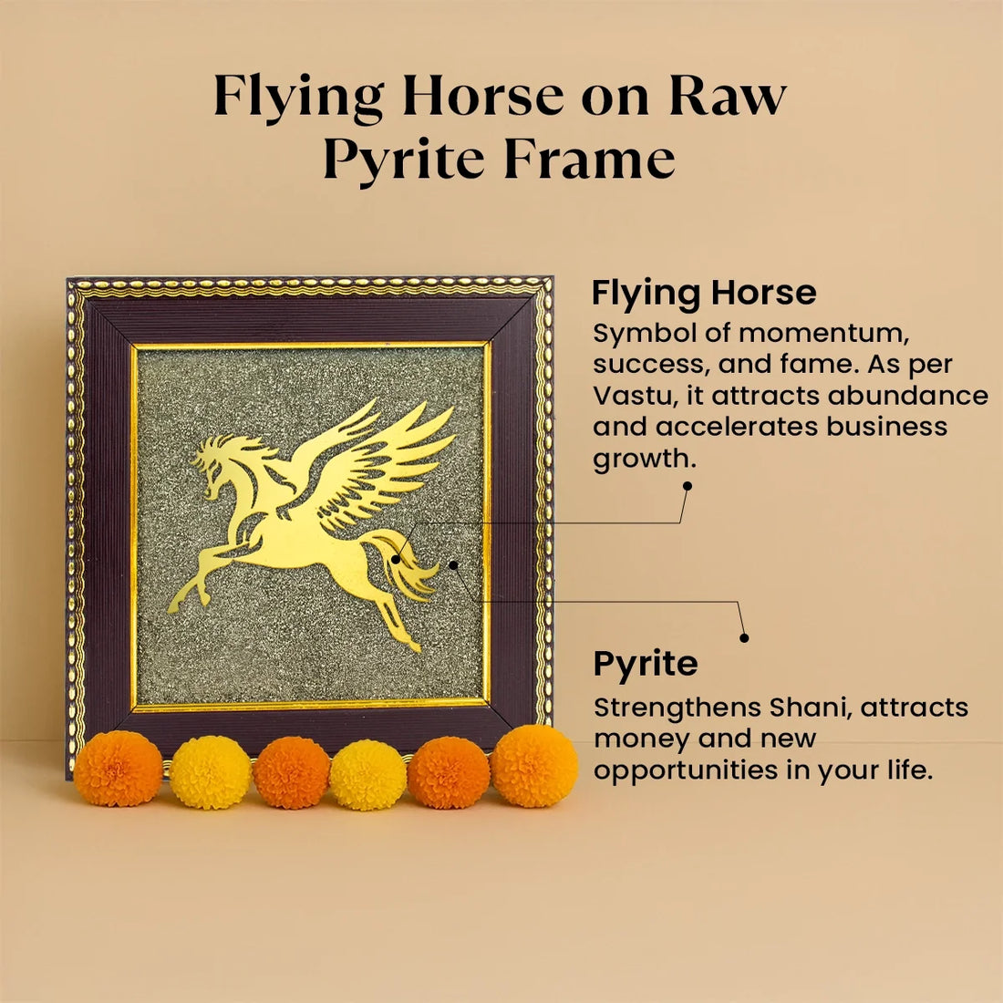 Flying Horse on Raw Pyrite Frame