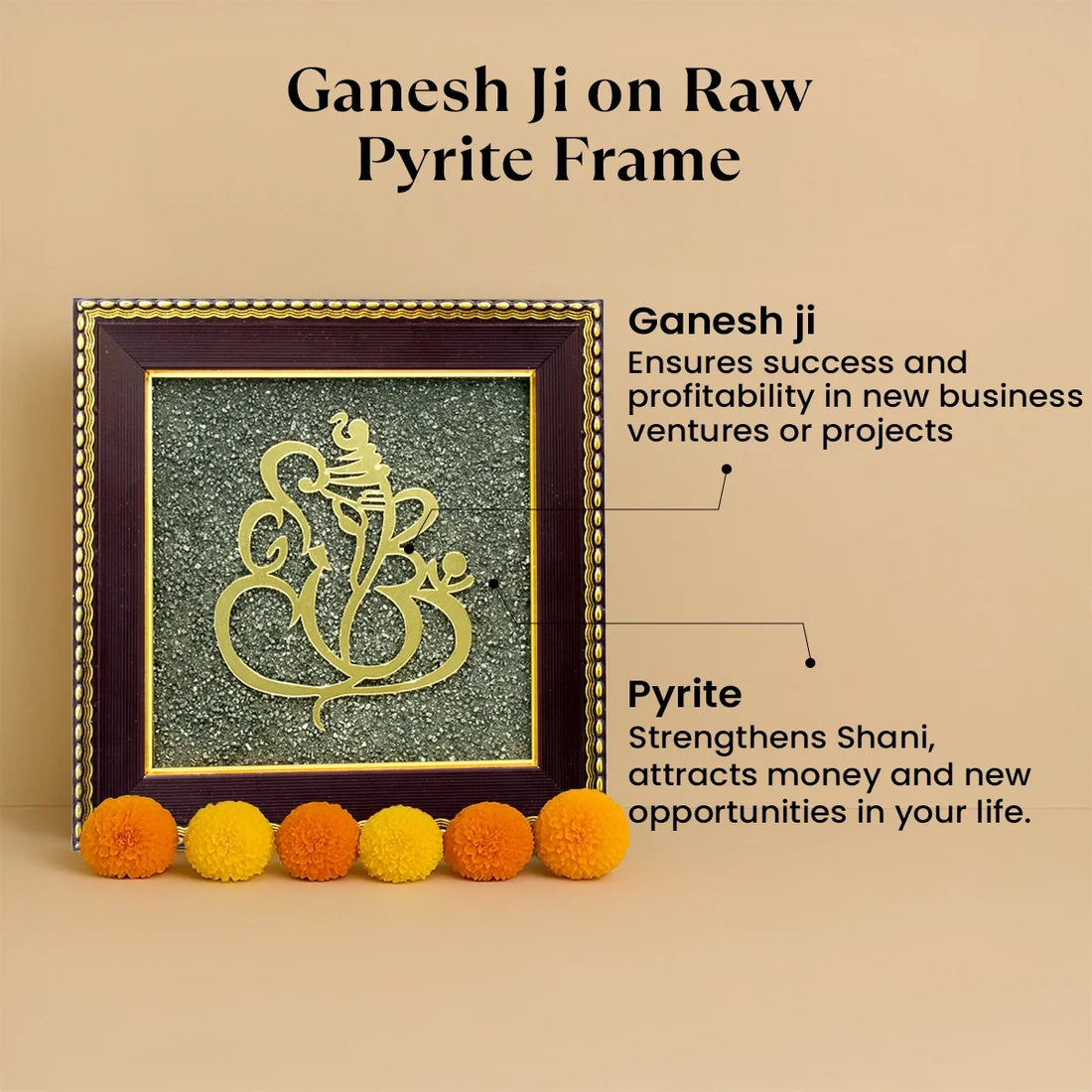 Ganesh Ji on Raw Pyrite Frame