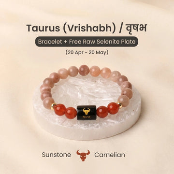 Taurus (वृषभ राशि) Zodiac Sunstone & Carnelian Bracelet