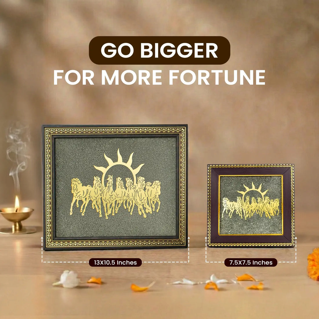 Limited Edition - 7 Horses on Raw Pyrite Frame (Big Size)