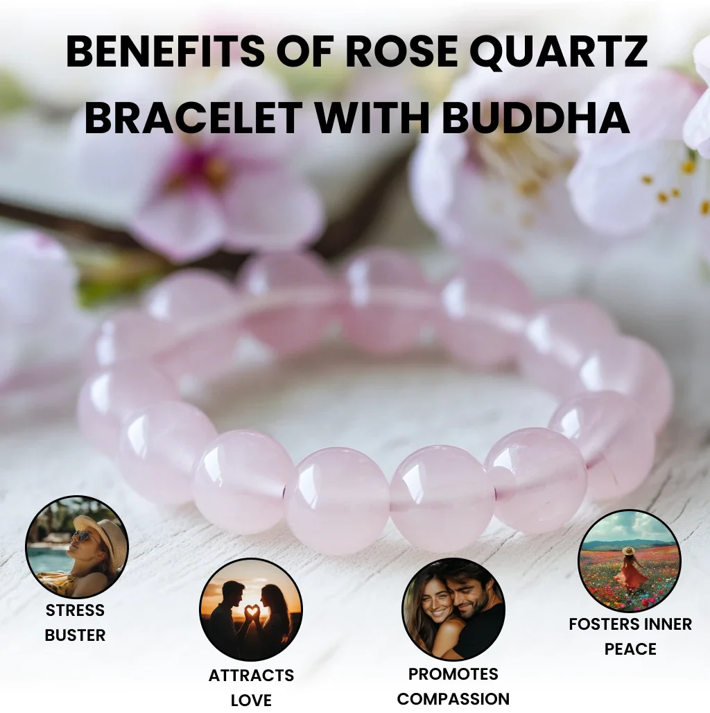 Rose Quartz Bracelet with FREE Raw Selenite Plate